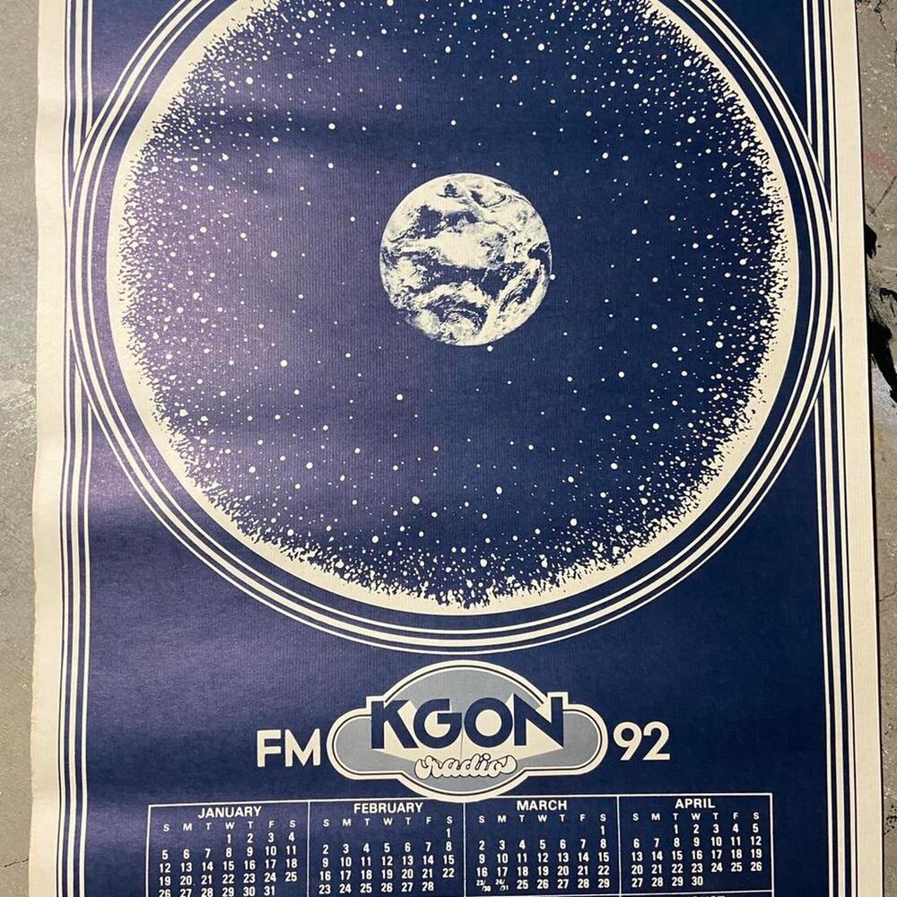 Vintage Poster Art,l Radio Station Oregon, 1970s, Planet Earth, Collectible